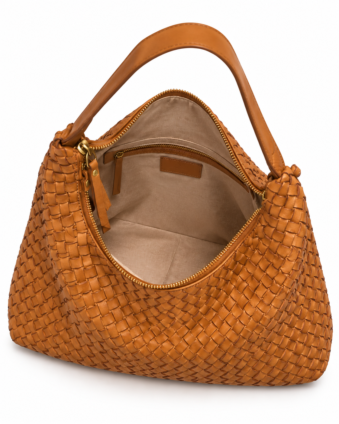 Sac à bandoulière en cuir italien tressé architectural
