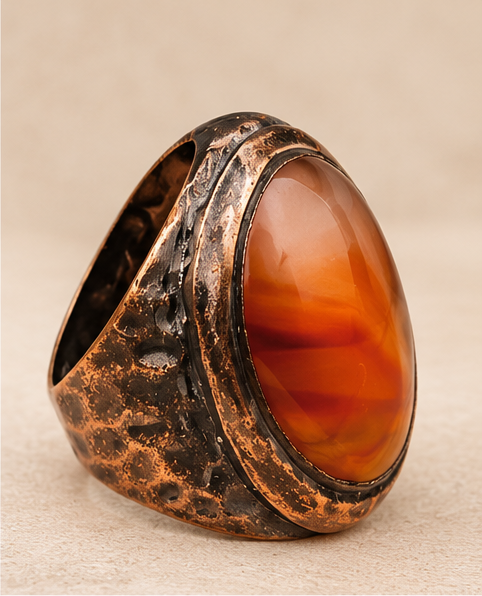 Vintage Oval Stone Inlaid Ring