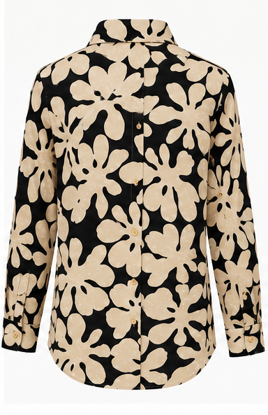 Oversized Floral Jacquard Shirt – Relaxed Rayon Blend Button
