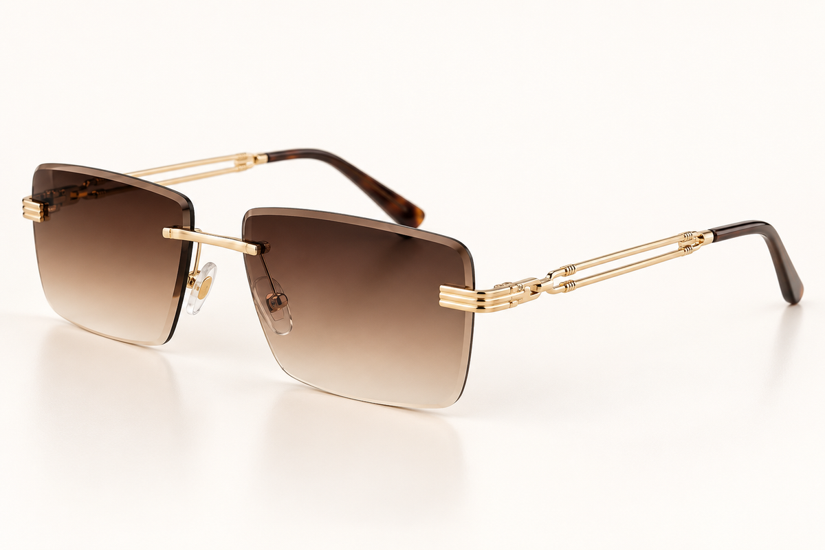 Rimless Geometric Metal-Temple Sunglasses – product view 6 | AVRENDI