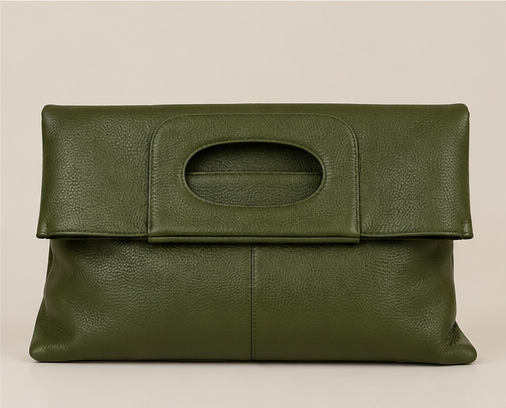Bolso de mano de piel italiana con solapa