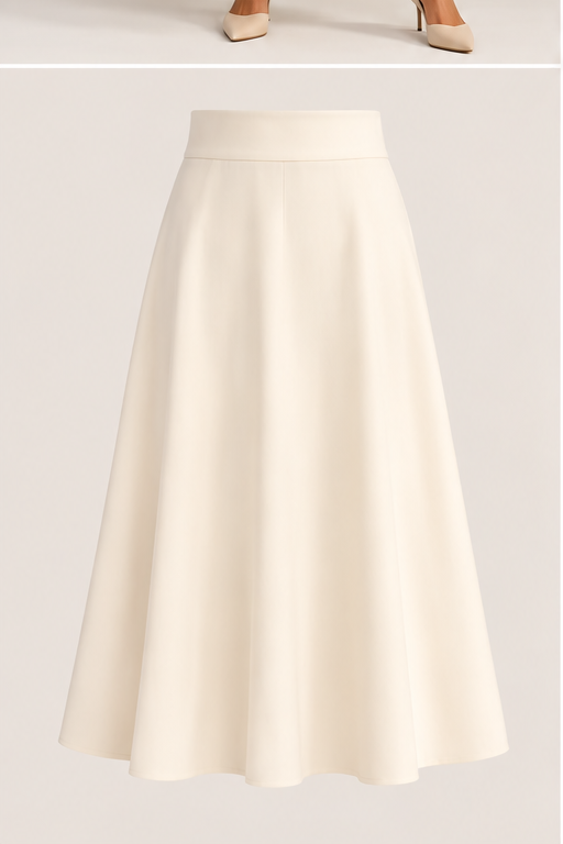 Falda midi de corte evasé con pliegues, 100% algodón