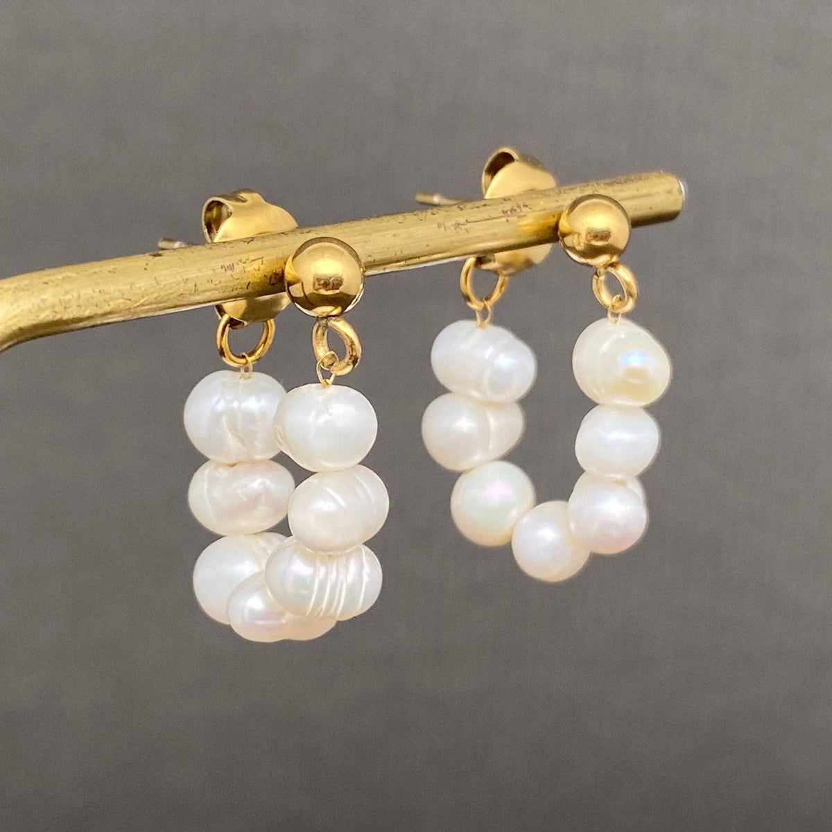 Freshwater Pearl 18K Gold-Plated Stainless Steel Earrings | AVRENDI