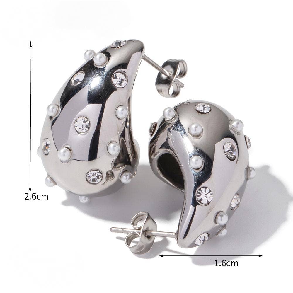 18K Gold-Plated Stainless Steel Hollow Teardrop Earrings in Irregular surface - Golden | AVRENDI