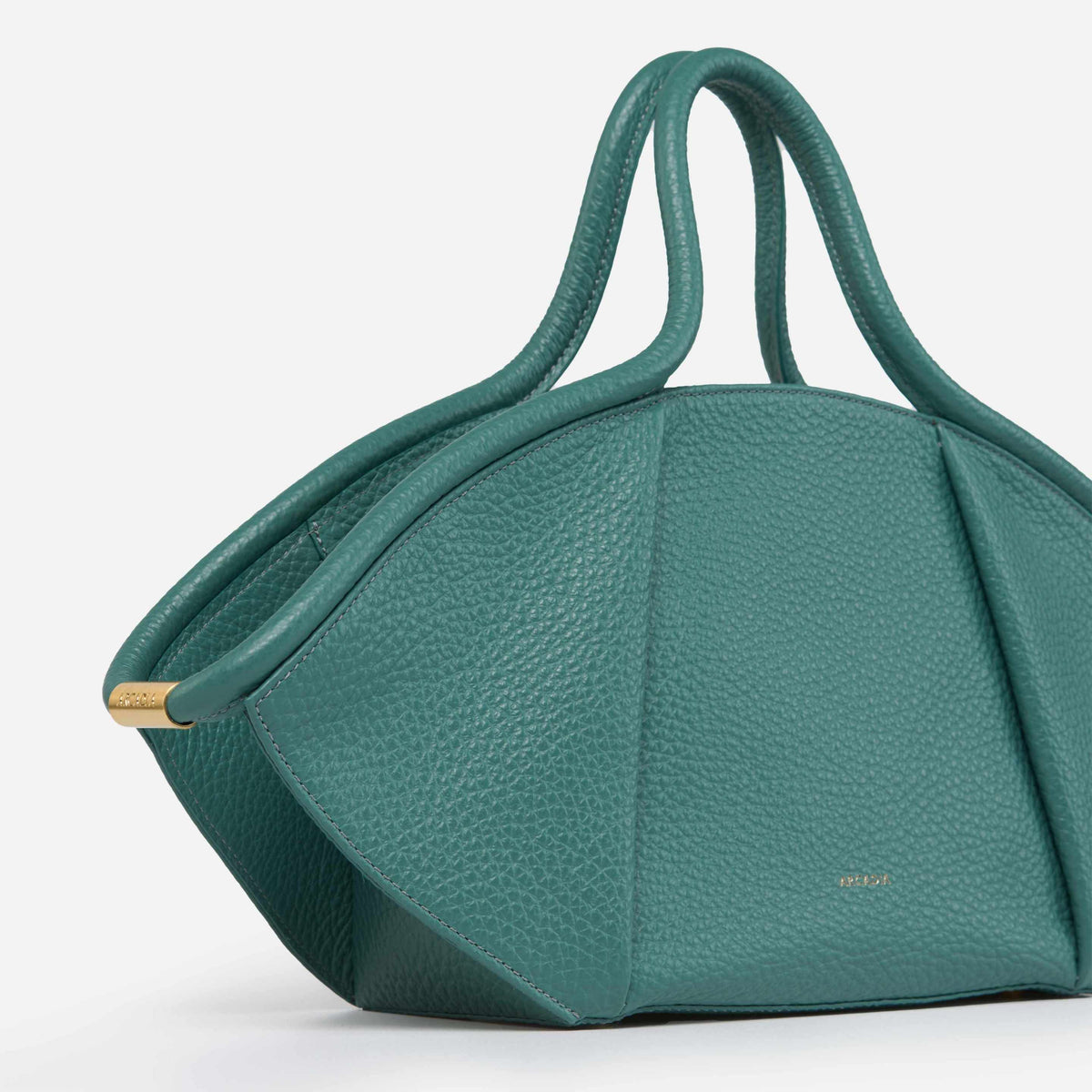 Isa Medium Green Italian Leather Top Handle Bag detail view 4 | AVRENDI