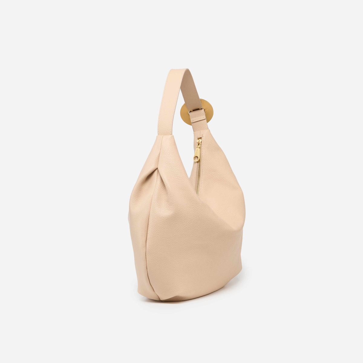 Astrid Large Beige Italian Leather Hobo Bag detail view 2 | AVRENDI