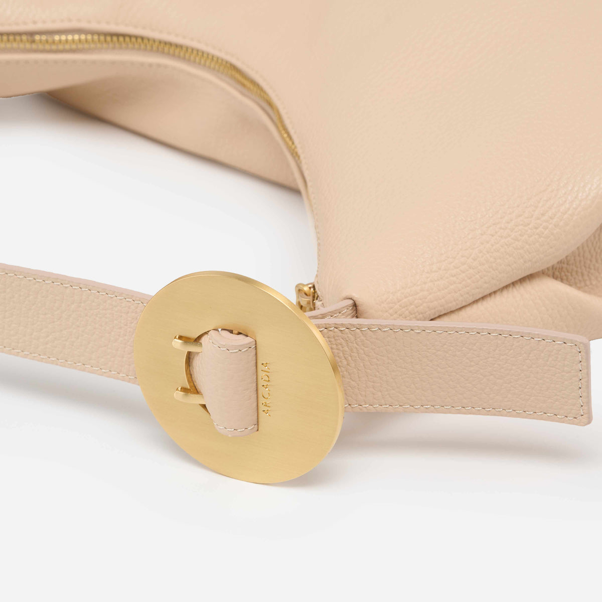 Astrid Large Beige Italian Leather Hobo Bag detail view 3 | AVRENDI