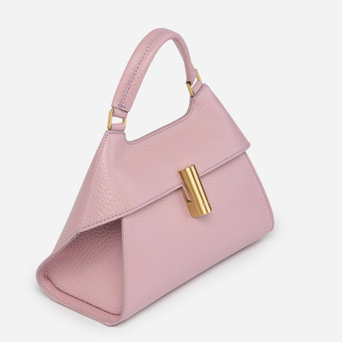 Emma Medium Pink Italian Leather Satchel detail view 4 | AVRENDI
