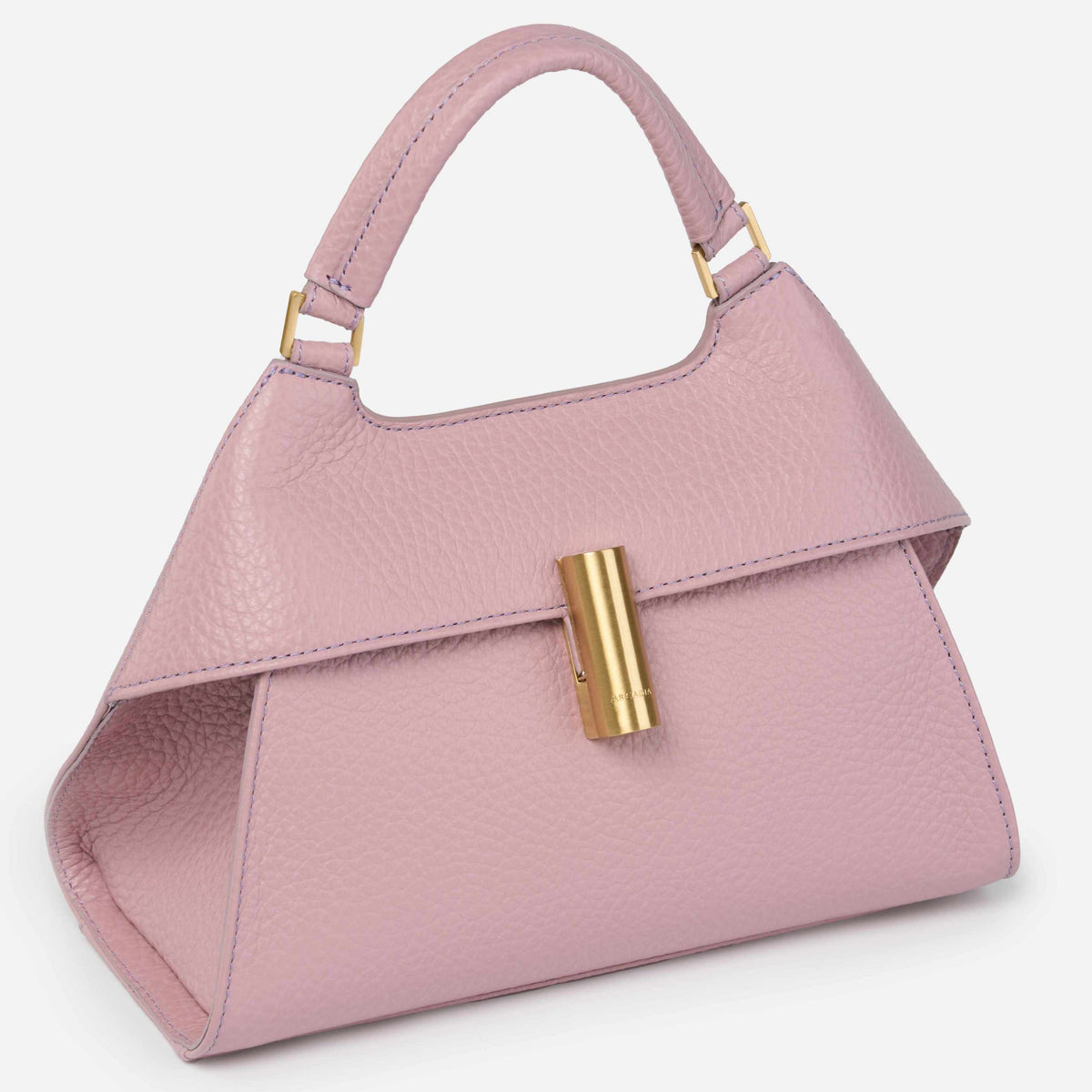 Emma Medium Pink Italian Leather Satchel detail view 5 | AVRENDI