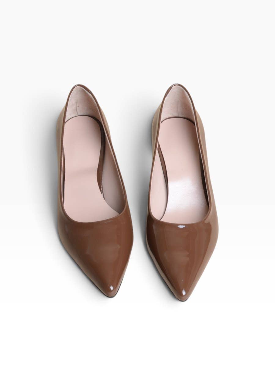 Chocolate Patent Pointed-Toe Pumps | AVRENDI