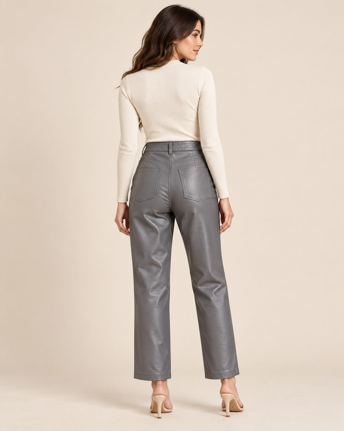 Faux Leather Wide-Leg Pants