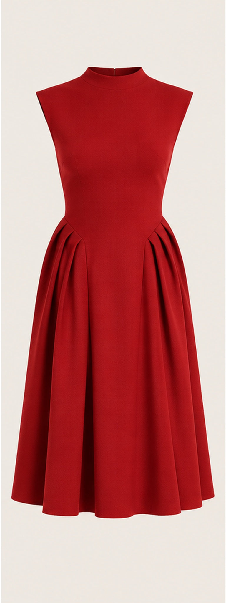 Robe midi sans manches à détails plissés