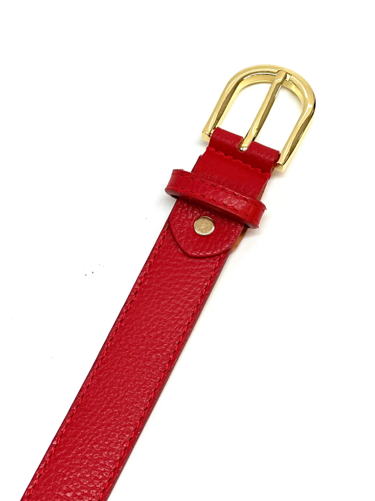 Slim 3cm Pebbled Genuine Leather Belt in Red | AVRENDI