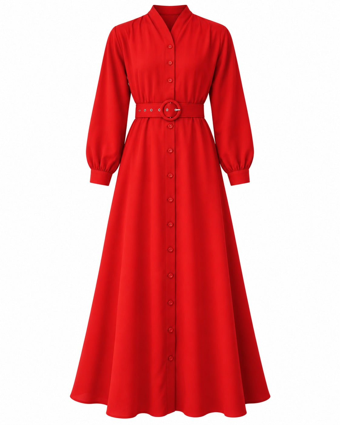 Vestido camisero largo de popelina con botones detallados