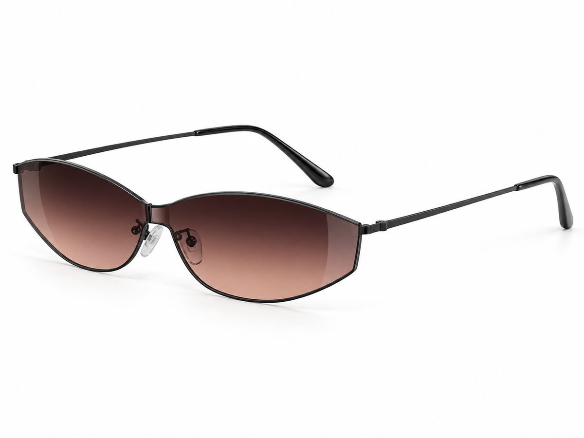 AVRENDI futuristic cat-eye sunglasses in Black-Gray Tea side view