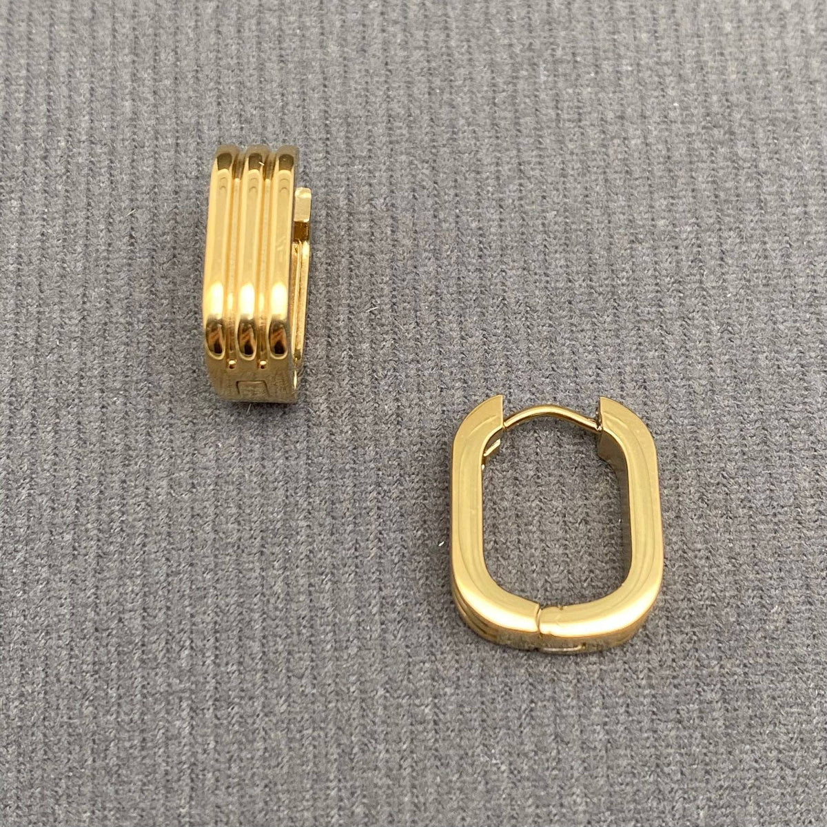Geometric Stripe 18K Gold-Plated Stainless Steel Hoop Earrings | AVRENDI