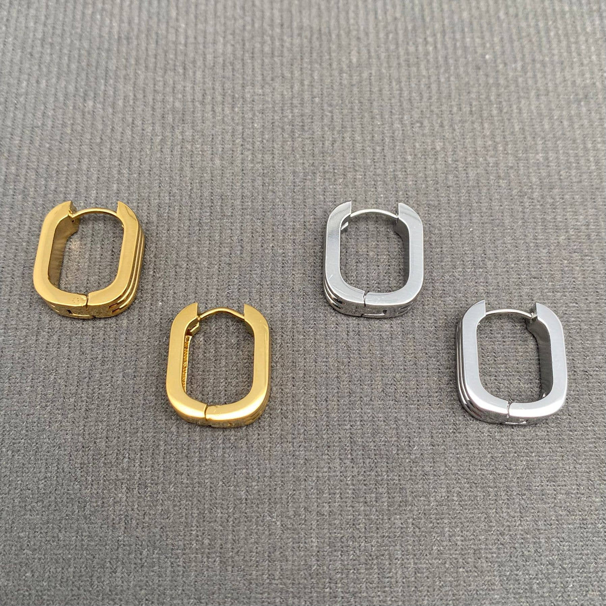 Geometric Stripe 18K Gold-Plated Stainless Steel Hoop Earrings | AVRENDI