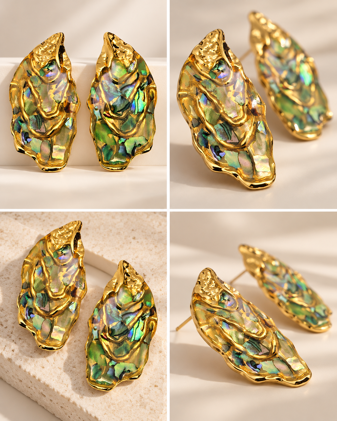 Shell Irregular 18K Gold-Plated Stainless Steel Earrings